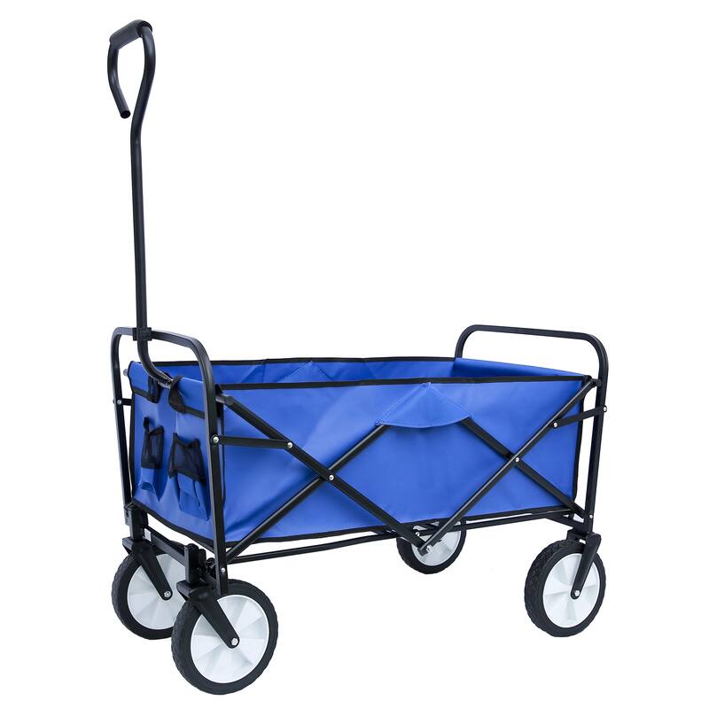 Durable Folding Utility Wagon Cart, 600D Polyester Fabric, 150 lbs Capacity, for Beach, Garden, Camping, and Shopping