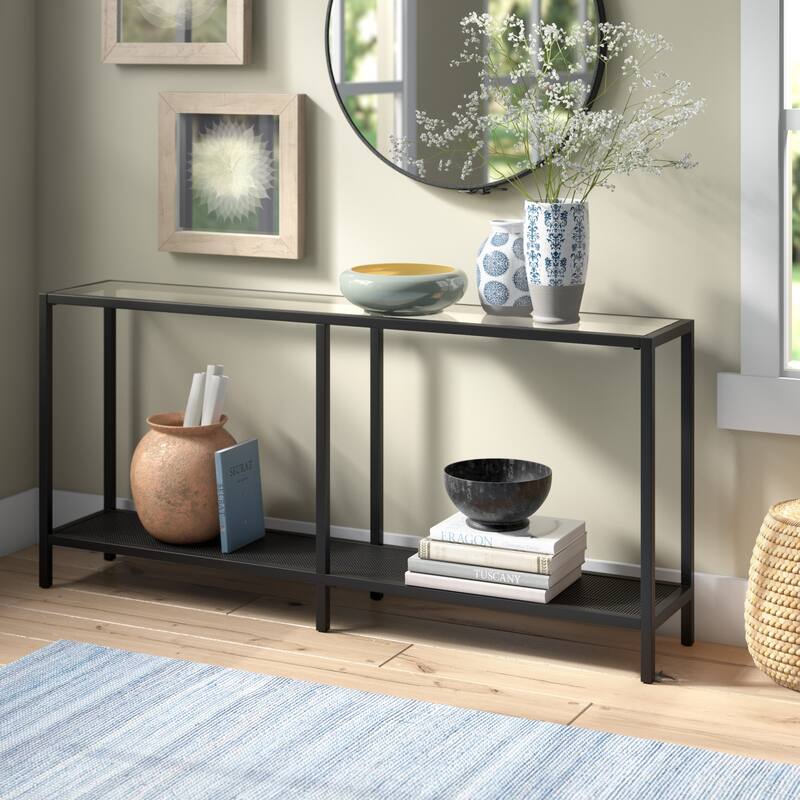 Rigan Modern Metal and Glass Console Table