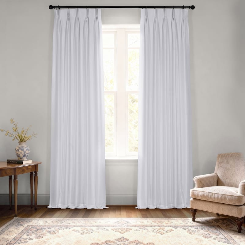 Exclusive Fabrics Solid Vintage Textured Faux Dupioni Silk Pleated Blackout Curtain (1 Panel) - 25 x 108 - Ice