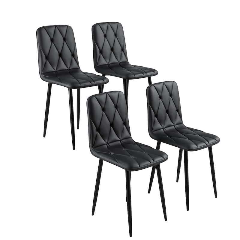 Modern Kitchen Dining Room Chairs Set of 4, PU Dining Chair, Upholstered Cushion Seat and Sturdy Metal Legs聽