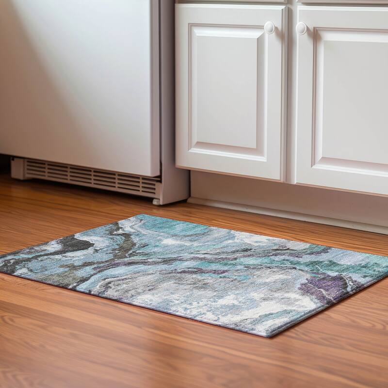 Premium Washable Super Soft Mayfield Rug - Teal - 1'8" x 2'6"