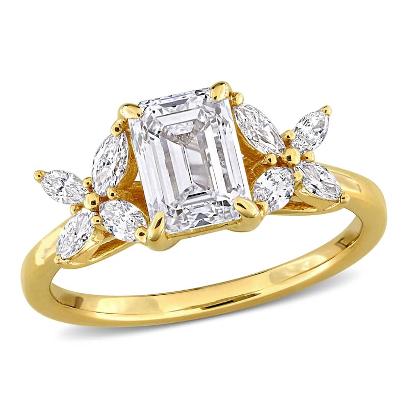 1 7/8ct TW Emerald Marquise-Cut Lab-Grown Diamond Engagement Ring in 14k Yellow Gold