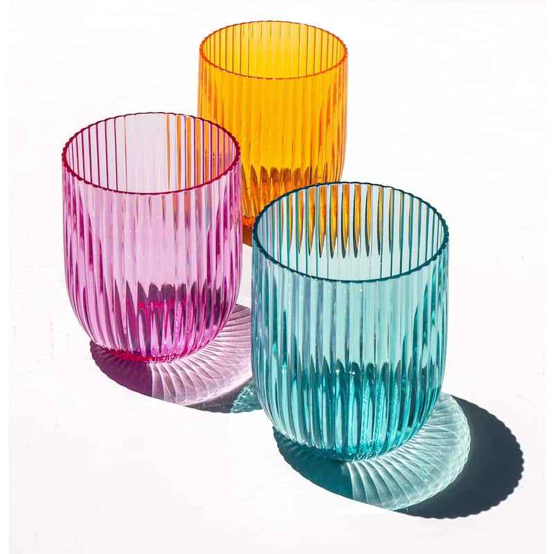 Abode Homewares Mesa Acrylic Stemless Wine Glass - Assorted Colors - 16.2oz - Set of 6