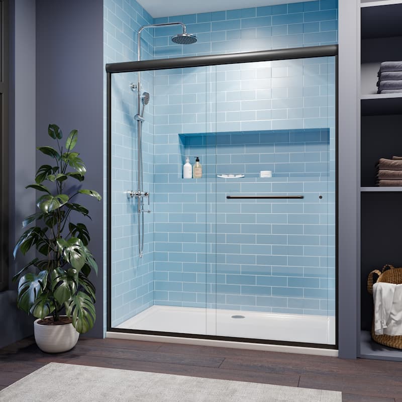 Elegant 60" W x 72" H Double Sliding Shower Doors Black or Brushed Nickel or Chrome finish - 60'' x 72''