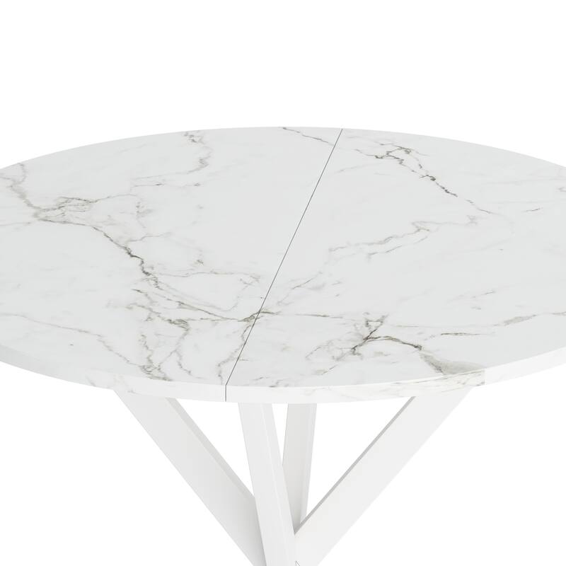 Modern Round Dining Table With Two Piece Detachable Table Top