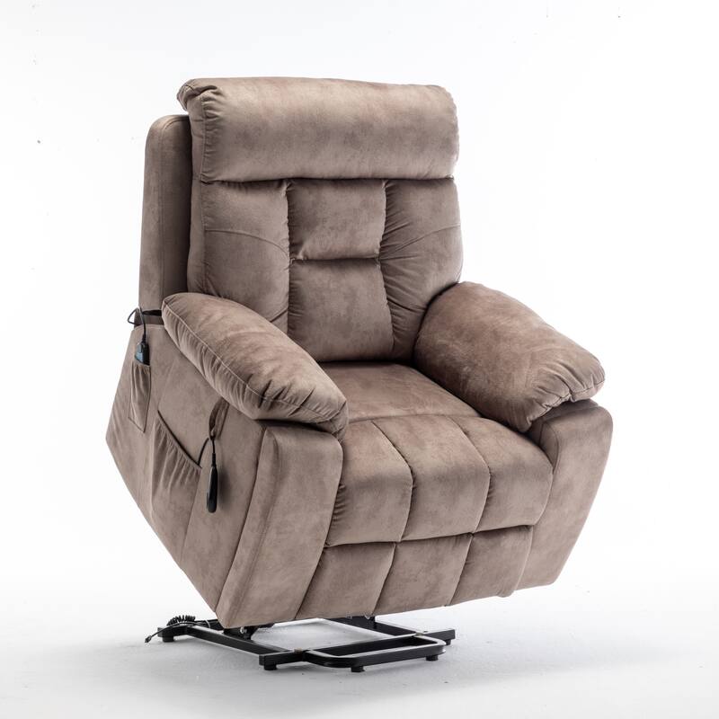 Power Lift Recliner Chair with Heat & Massage, Electric Lift Chair with Hidden Cup Holder, Oversized Lounge Sofa Chair