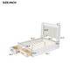 preview thumbnail 4 of 16, Full Size Wood Platform Bed with Upholstered Headboard and 2 Drawers, White