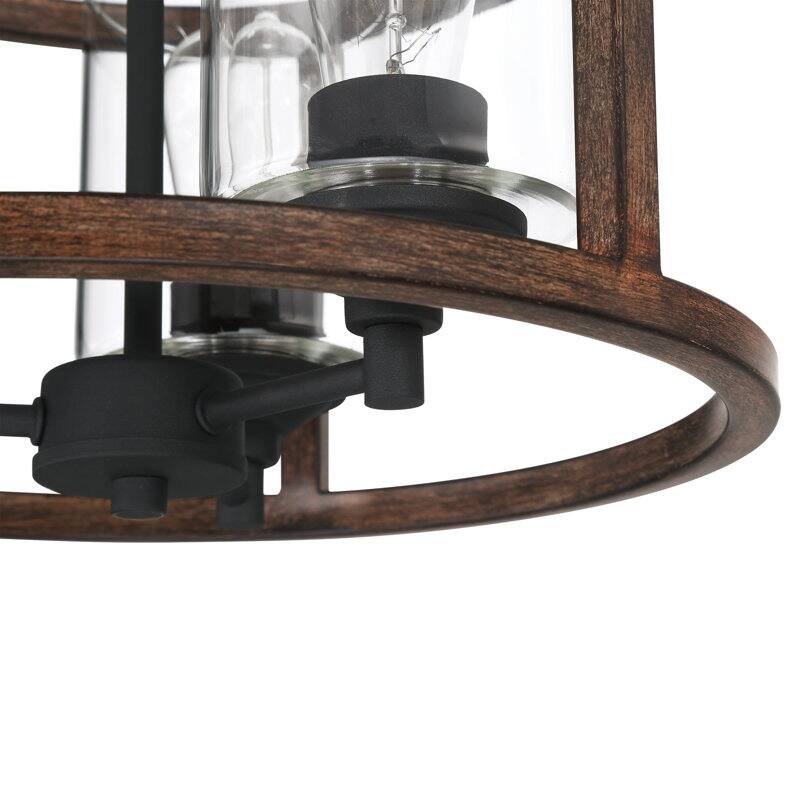 Acroma - 3 Light Steel & Glass Dimmable Drum Chandelier
