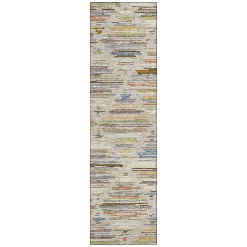 Machine Washable Indoor/ Outdoor Modern Trellis Chantille Rug