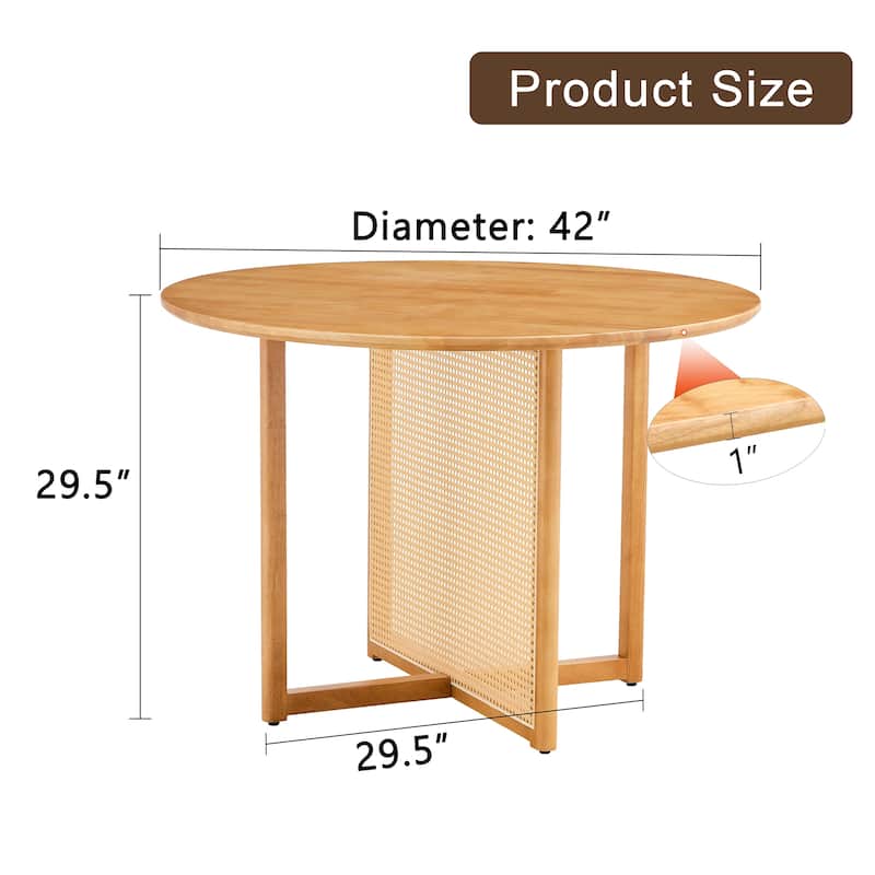 Chinese Countryside Retro Solid wood round Table, Simple Modern Imitation Rattan Table, Wooden Table, Desk