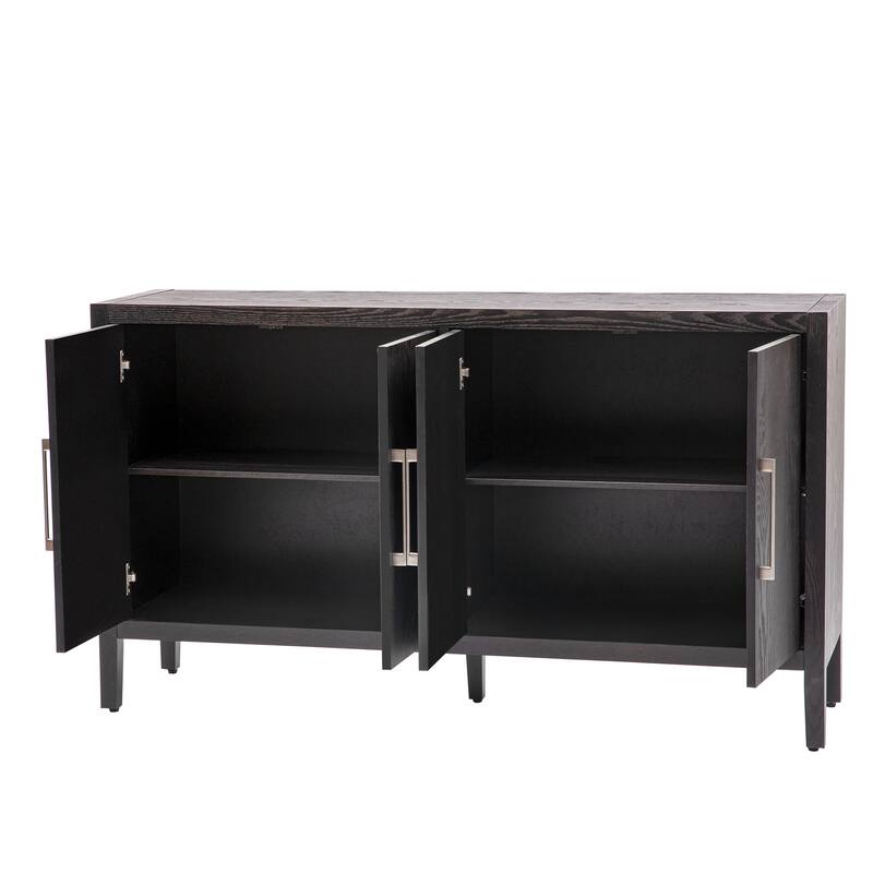 Sideboard Cabinet with 4 Doors, Large Capacity Wooden Storage Cabinet, Buffet Cabinet with 4 Metal Handles & Adjustable Shelves