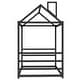 preview thumbnail 4 of 16, House Platform Bed with Roof and Chimney Design, Twin Size - Sturdy Metal Frame for Kids' Room, Black