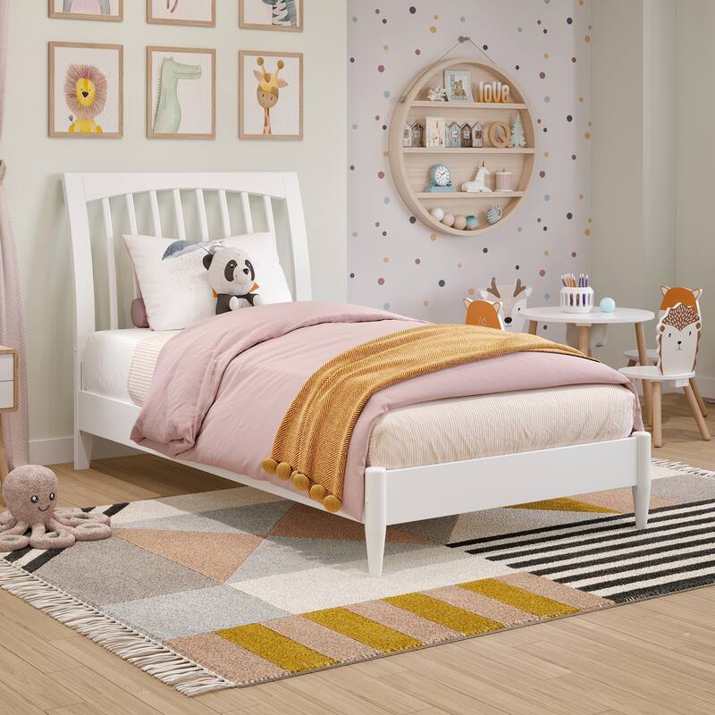 Orleans Solid Wood Low Profile Sleigh Platform Bed - White - Twin