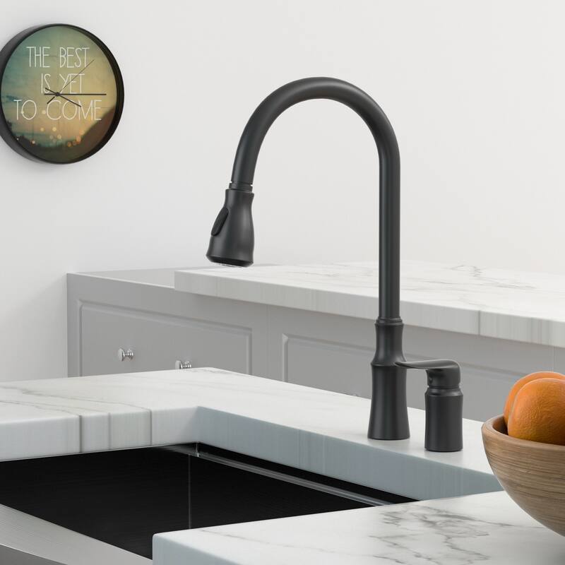 Kitchen Sink Faucet with Separate Handle, Matte Black