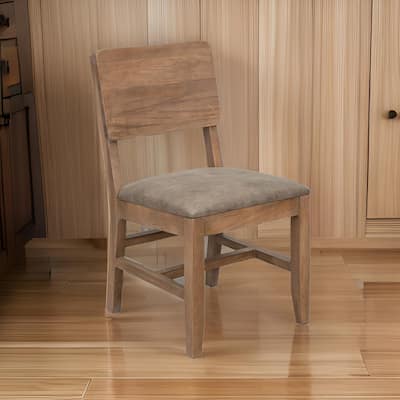 Umey 20 Inch Dining Side Chair Set of 2, Solid Wood, Brown, Faux Leather