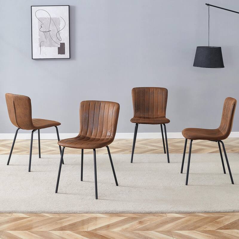 Set of 4 Minimalist Dining Chairs – Premium Black Metal Leg Design for Modern Interiors, Versatile Style Adaptability