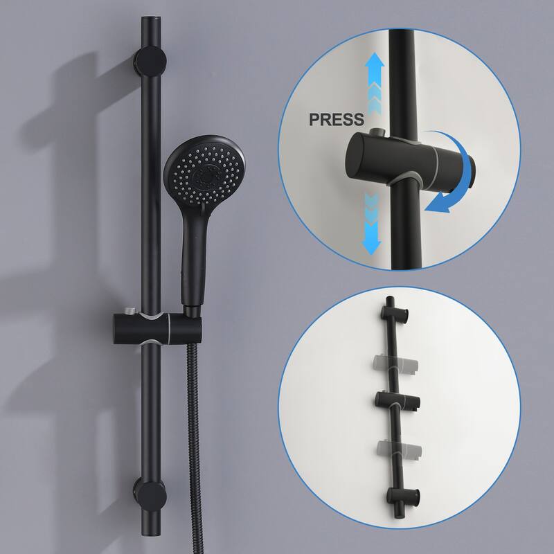 Wall-Mounted Tub and Shower Faucet Set with 3-Function Handheld Shower And Adjustable Slide Bar