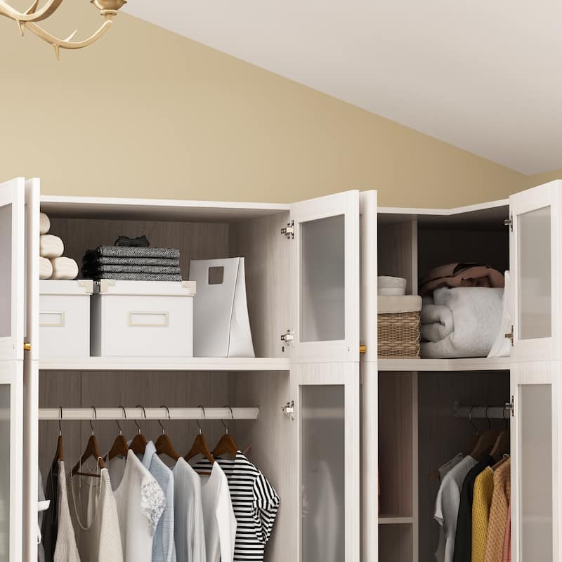 Modular Modern Glass Door Wardrobe:Storage Closet Solution Armoire