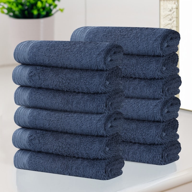 Superior Sierra Rayon From Bamboo Cotton Blend Face Towel Washcloth Set of 12