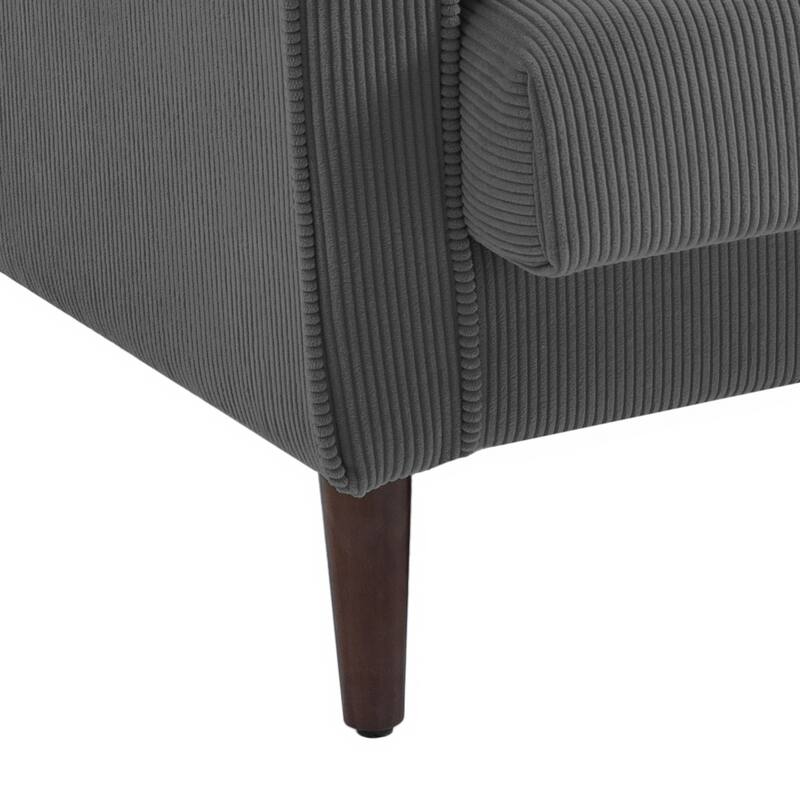 Corduroy Upholstered Armchair with Bolster Pillows Set of 2
