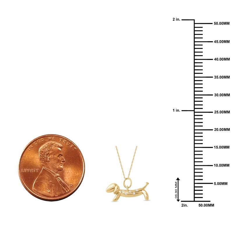 1/20ct Diamond Dachshund Dog Pendant Necklace in Gold Plated Silver for Women