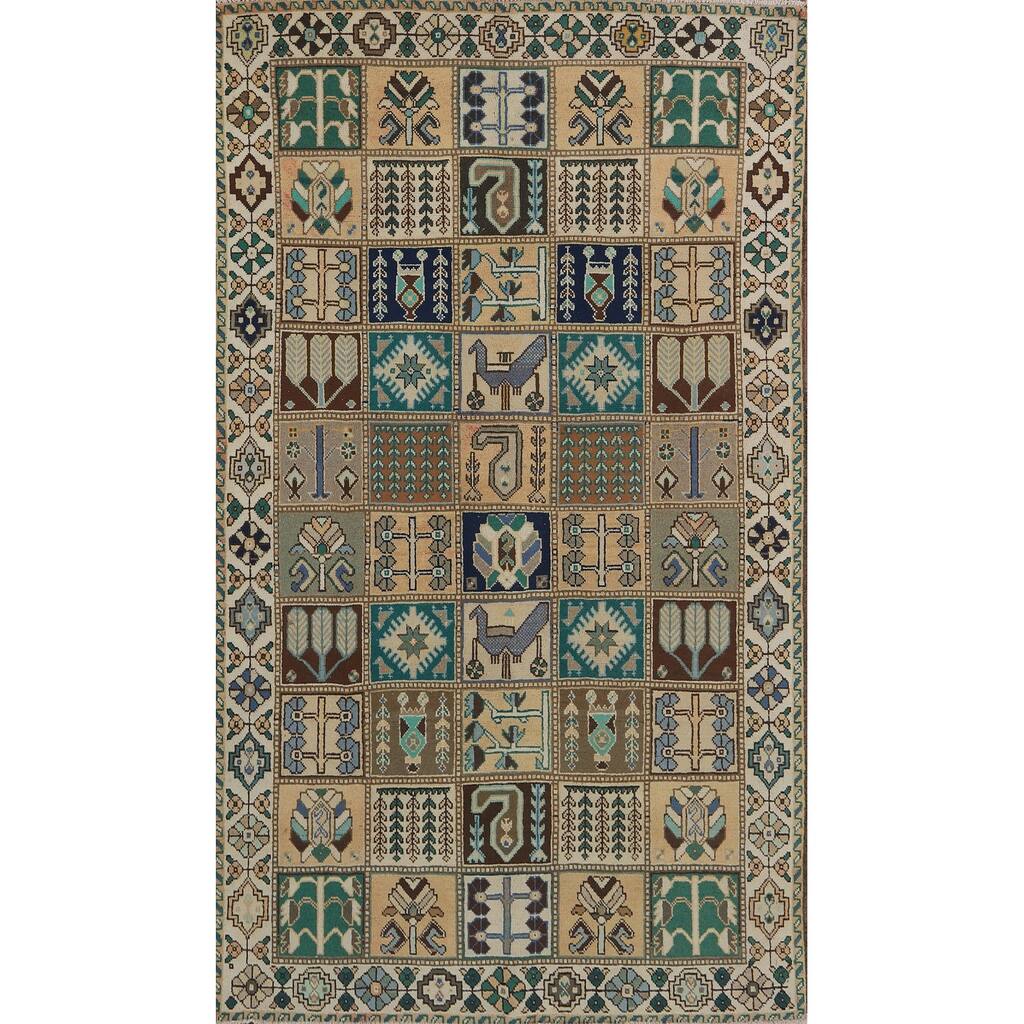 Hand Knotted Oriental 100% Wool Carpet Traditional Geometric Multi-Colored Bakhtiari Area Rug - 9' 10'' X 5' 8''