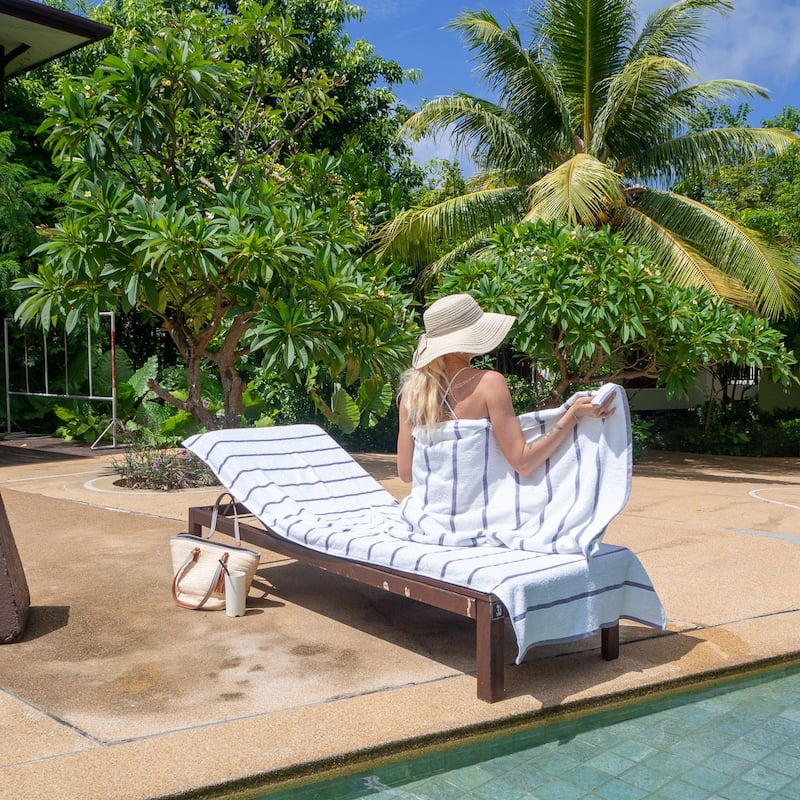 Las Rayas 2-Piece Chaise Lounge Towel Covers with Top Pocket - 30x85