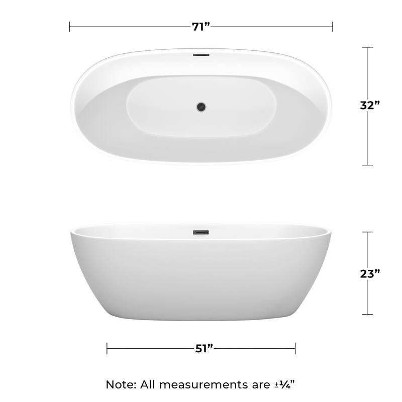 Wyndham Collection Juno 71" Free Standing Acrylic Soaking Tub with