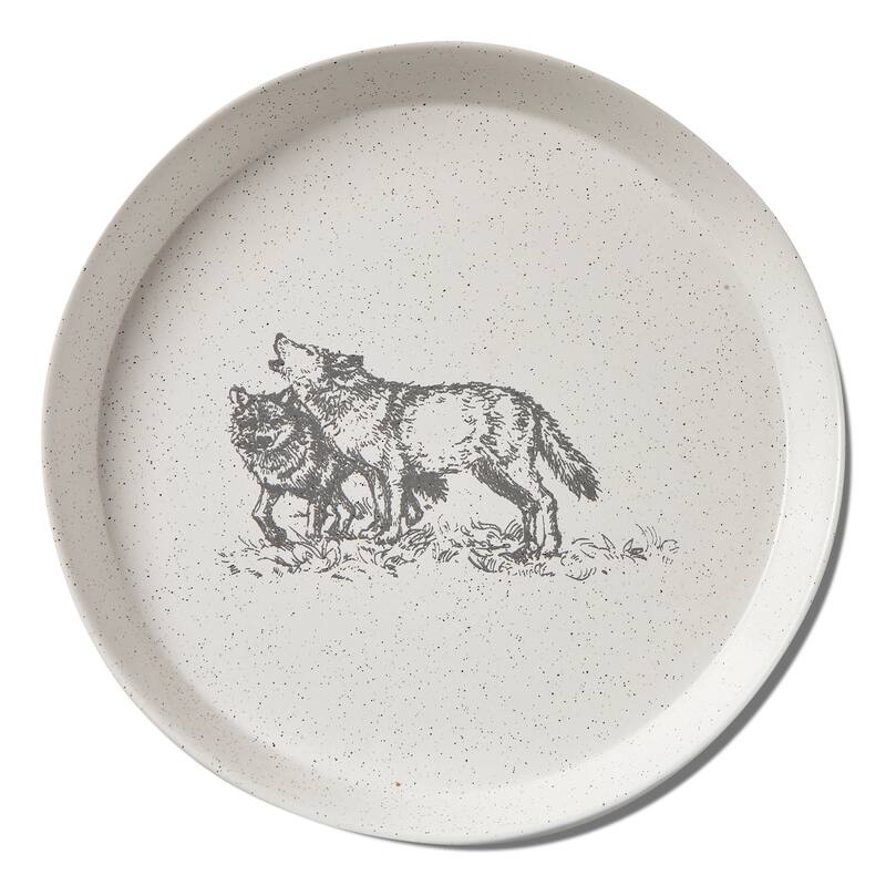 Winter Sketch Wolf Appetizer Plates - Multicolor Ceramic Dining Plates, Dishwasher Safe, 7" x 7" for Christmas