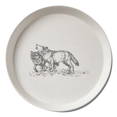 Winter Sketch Wolf Appetizer Plates - Multicolor Ceramic Dining Plates, Dishwasher Safe, 7" x 7" for Christmas