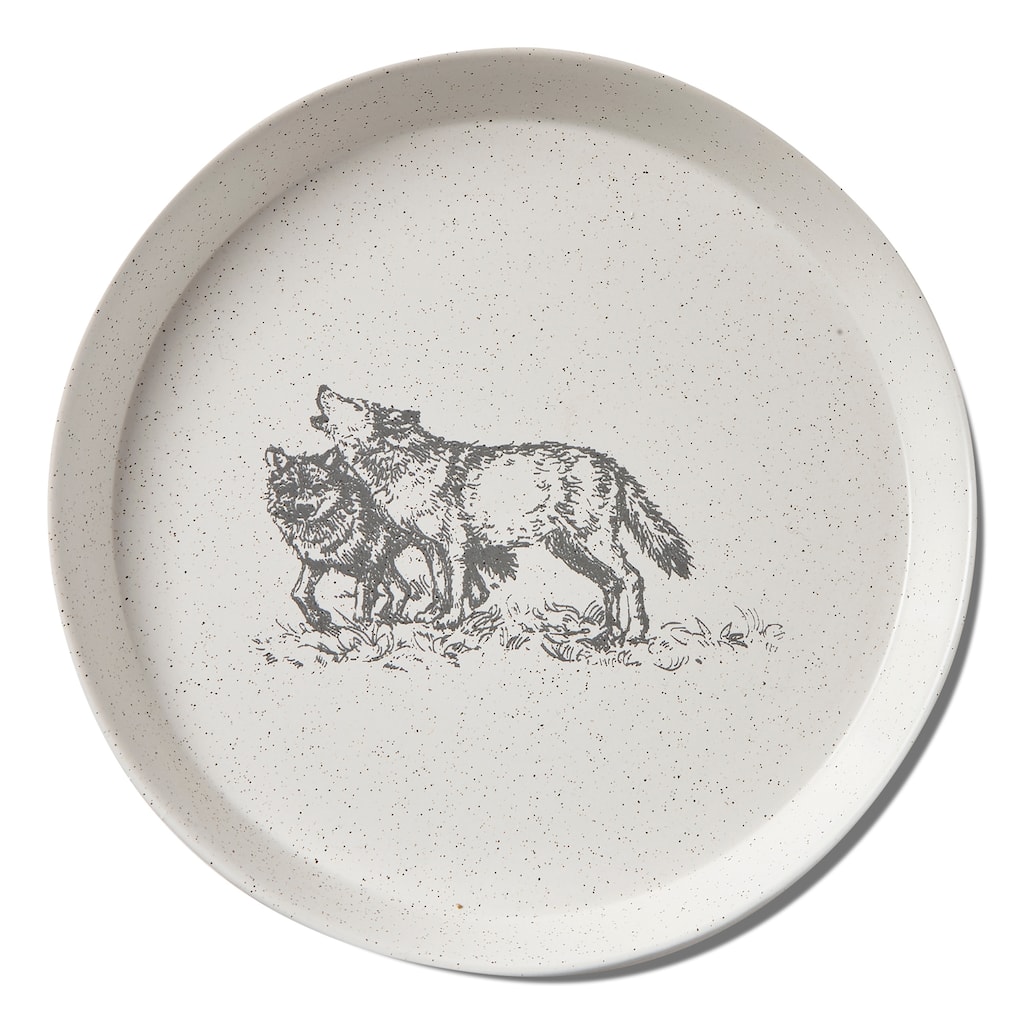 Winter Sketch Wolf Appetizer Plates - Multicolor Ceramic Dining Plates, Dishwasher Safe, 7" x 7" for Christmas