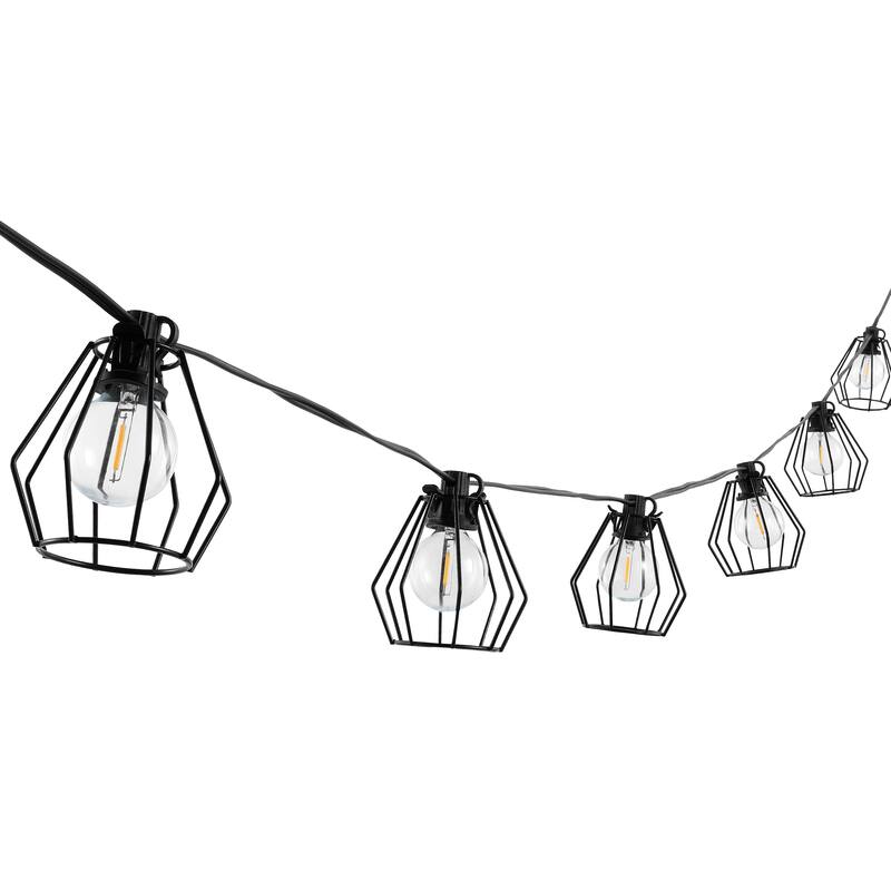 SAFAVIEH Lighting Aitana 10 Ft LED Outdoor String Lights - Black - 120Wx3Dx4H