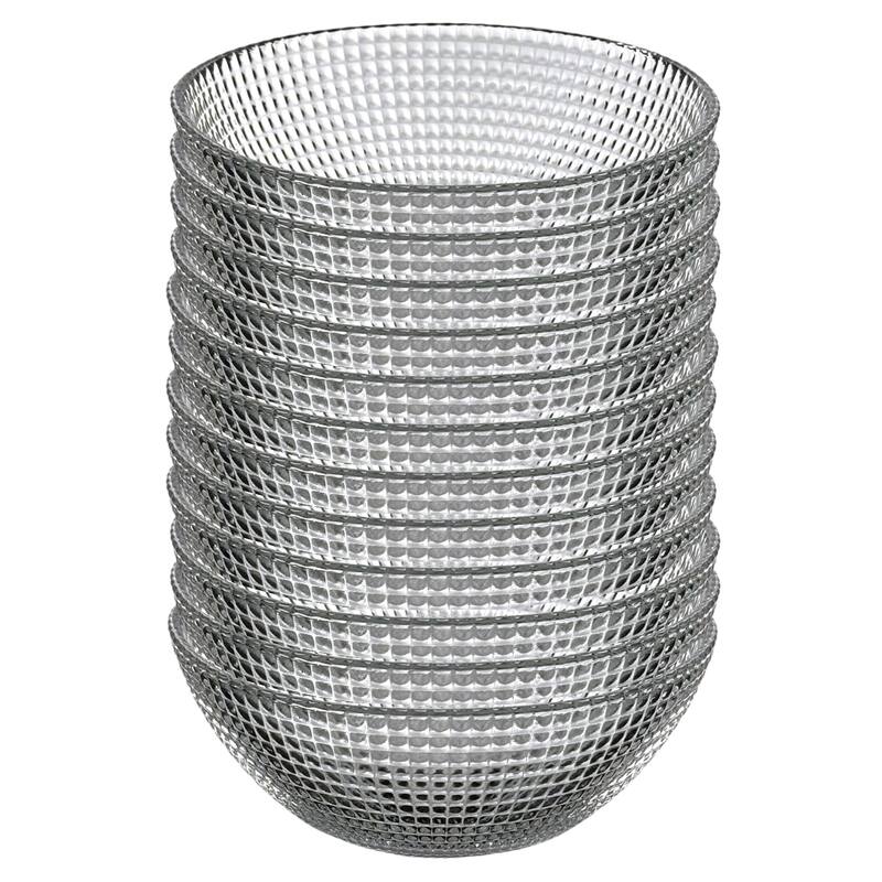 5 Inch Glass Bowls with Captivating Beaded Pattern Perfect for Both Casual and Formal Occasions - Set-12 - Clear