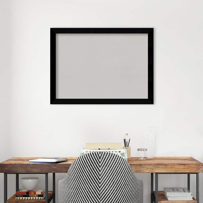 Black Museum Wood Framed Grey Corkboard Bulletin Board