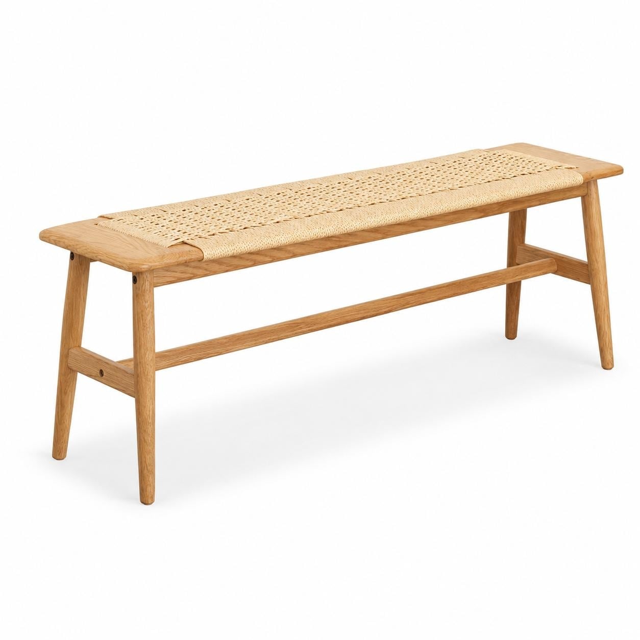 1.2M Woven Natural Oak Bench Multi-Use Dining Bedroom Bathroom Seat