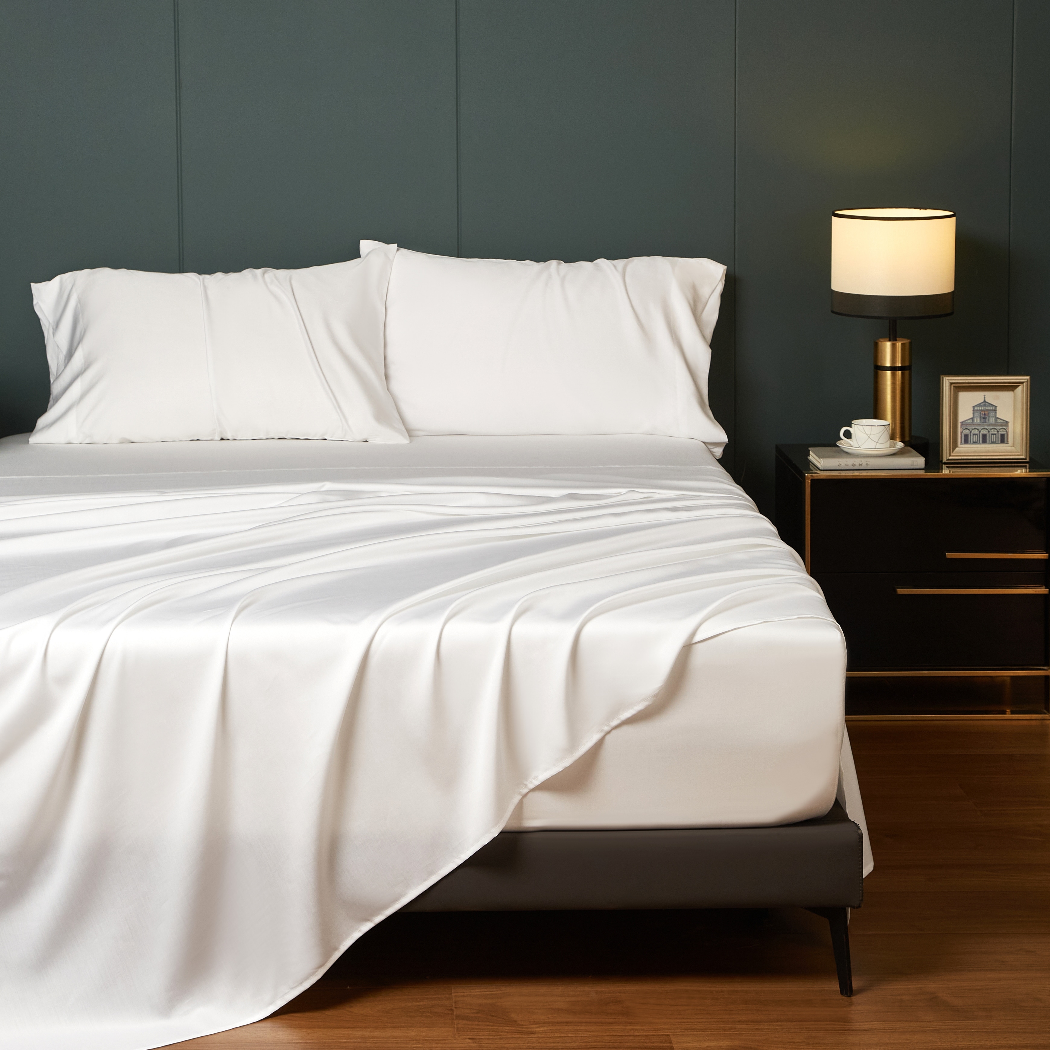 White 100% Tencel Sheet Set with Pillowcase--Top Grade & Natural