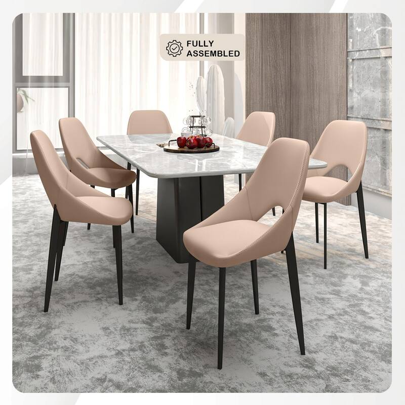 Amalfi Set of 4 Modern Fabric Upholstered Accent Dining Chairs with Curved Open Back and Metal Legs for Home or Apartment
