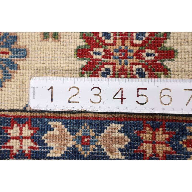 Blue Kazak Oriental Area Rug Hand-Knotted Wool Carpet - 6'7" x 9'10"