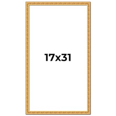 17x31 Frame Gold Real Wood Picture Frame Width 1 inches | Interior