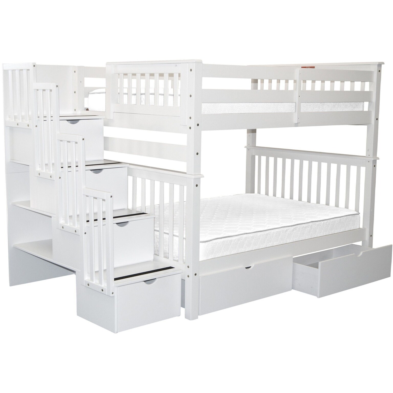 white timber bunk beds