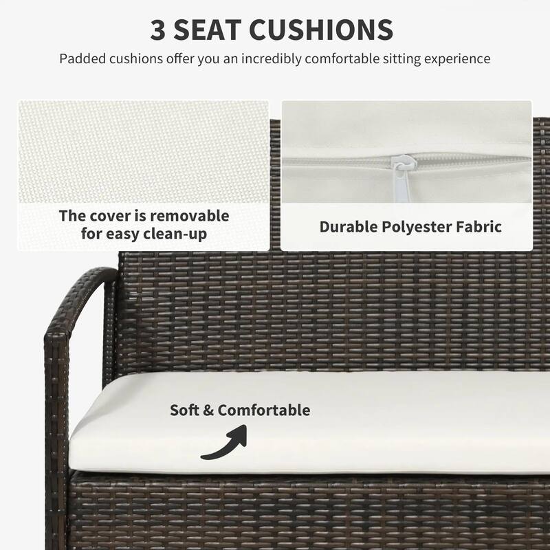 4PCS PE Rattan Conversation Set, Sofa Loveseat Table, All Weather