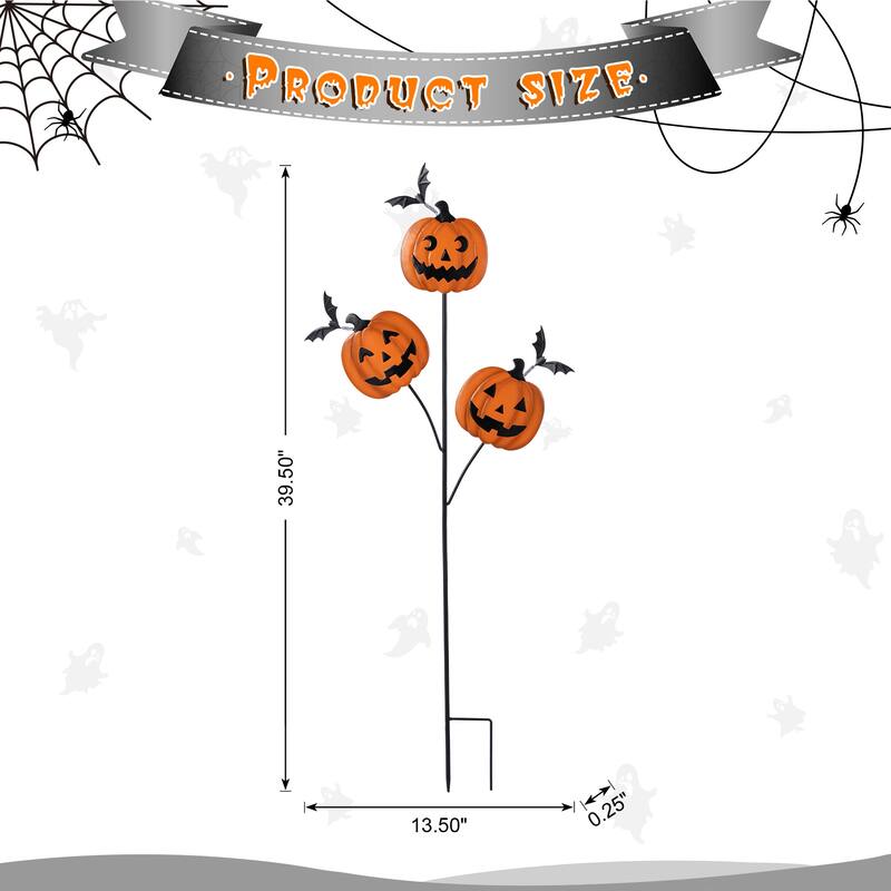 Glitzhome Halloween LED Ghost Cat Pumpkin Nutcracker Yard Stakes Standing Sign Hanging Decor