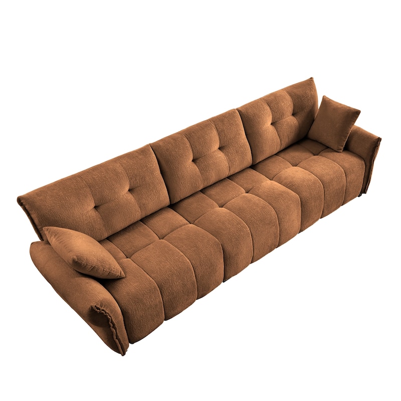110.2" Chenille 4-Seat Sofa with Tufted Design & Sponge Cushions
