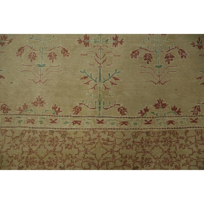 Hand Knotted Oriental 100% Wool Carpet Traditional All-Over Green Ziegler Area Rug - 8' 9'' X 5' 11''