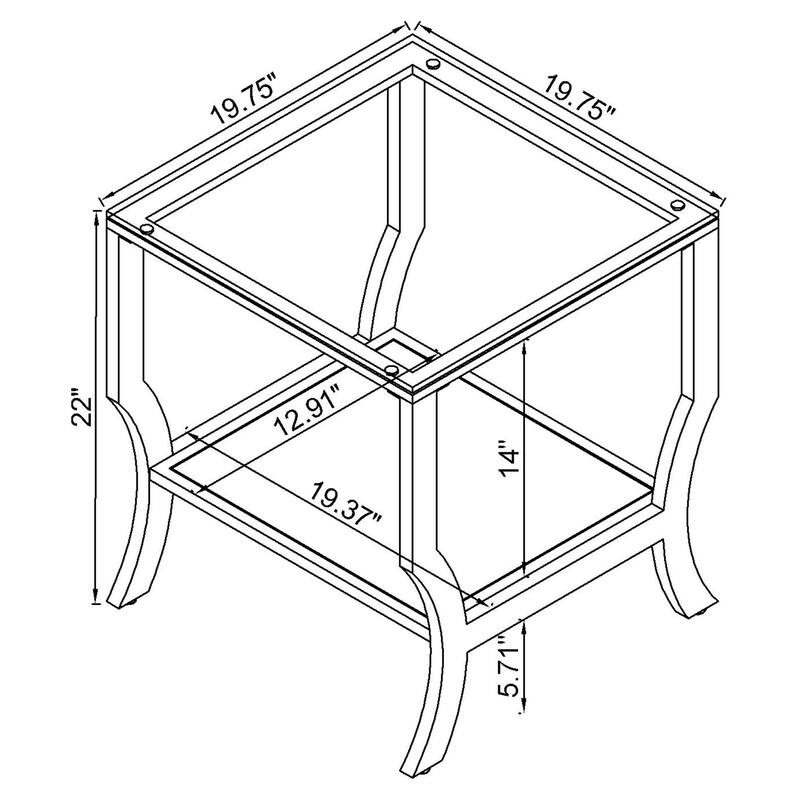 Saide Square Glass Top Side End Table Chrome