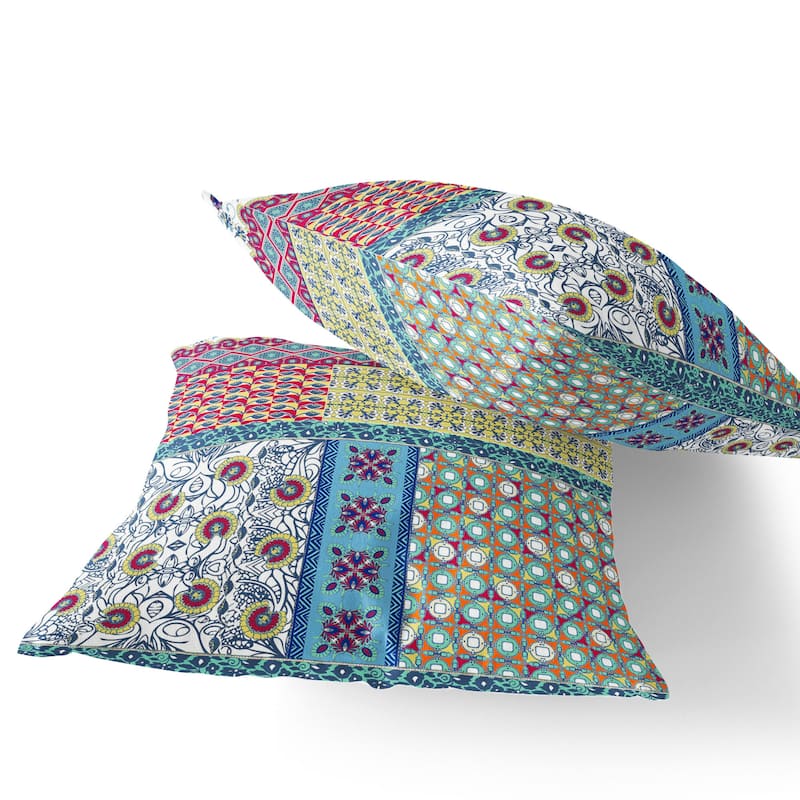 HomeRoots Set of Two 16" X 16" Yellow and White Blown Seam Floral Indoor Outdoor Throw Pillow - 16.00' X '16.00' X '5.00