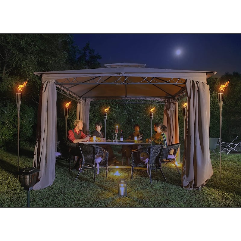 Matney Outdoor Metal Patio Torches (Bamboo)