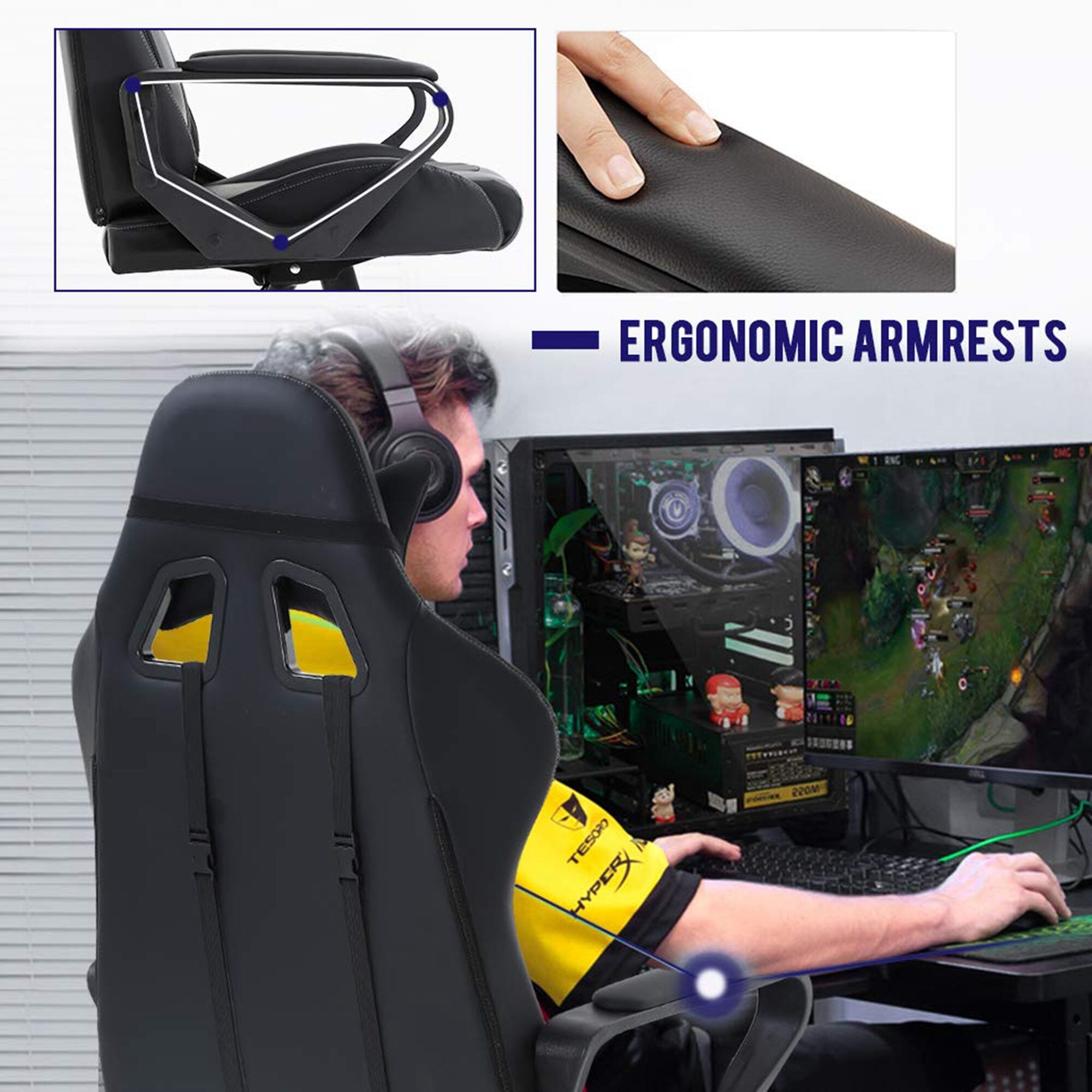 High Back Gaming Chair Pc Chair Computer Racing Chair Overstock