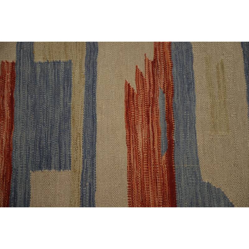 Hand Woven Oriental 100% Wool Carpet Southwestern Modern Multi-Colored Kilim Area Rug - 11' 9'' X 9' 4''