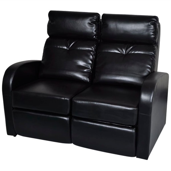 Vidaxl Artificial Leather Home Cinema Recliner Reclining Sofa 2 Vidaxl Artificial Leather Home Cinema Recliner Reclining Sofa 2 Seat Black